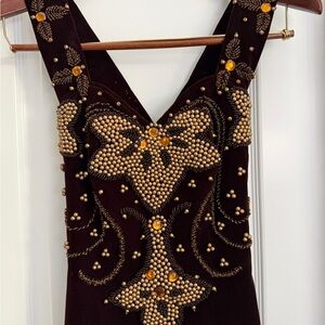 Exquisite Black and Gold Beaded Prom Dress